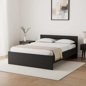 কাঠের ফিনিশ কুইন বিছানা (বাদামী)