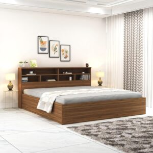 Wood King Size Bed with Box Storage
